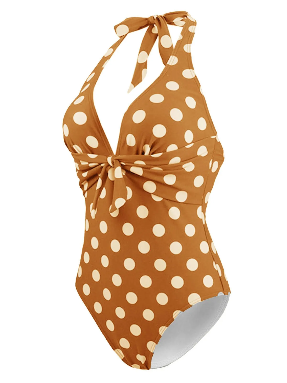 Upopby Halter Polka Dot Slim One-Piece Swimsuit