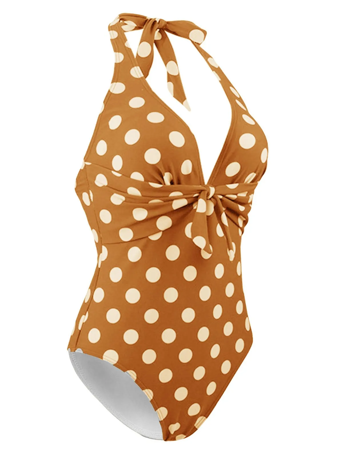 Upopby Halter Polka Dot Slim One-Piece Swimsuit
