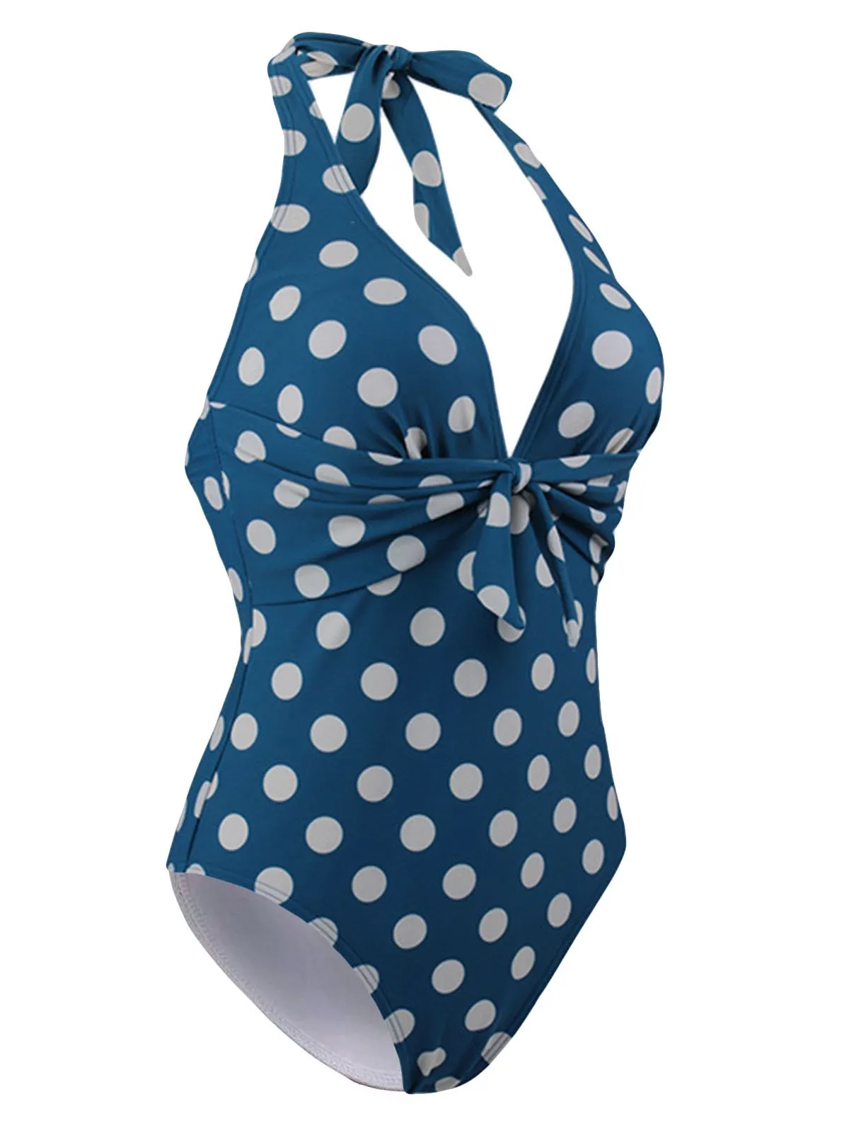 Upopby Halter Polka Dot Slim One-Piece Swimsuit