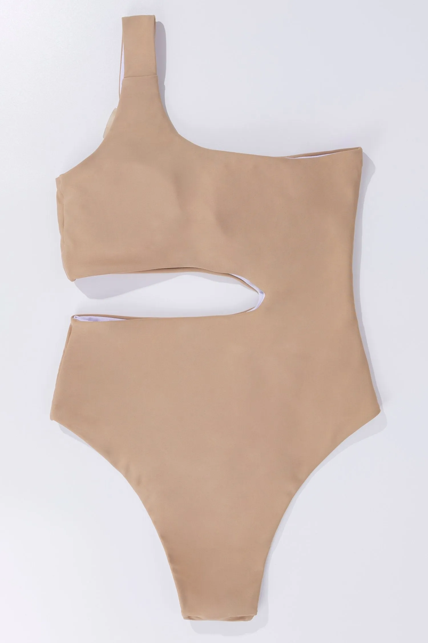 Upopby One Shoulder Side Cut Out One Piece Swimsuit