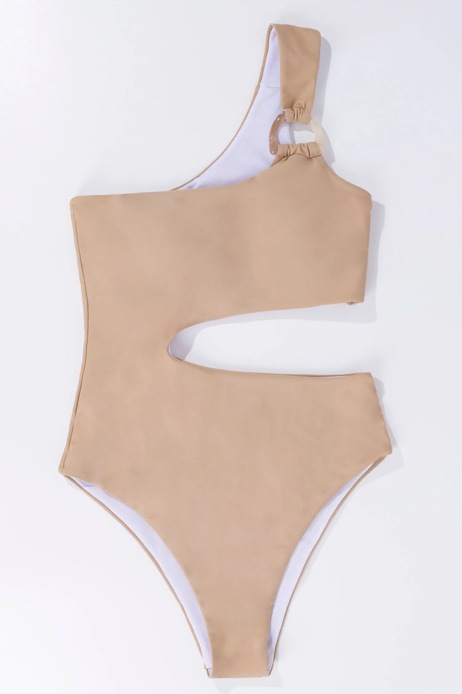 Upopby One Shoulder Side Cut Out One Piece Swimsuit