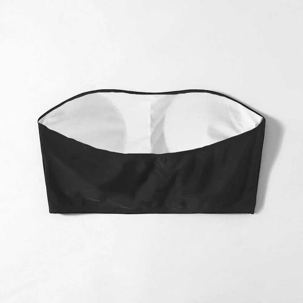 Upopby Solid Bandeau Bathing Suit Swimsuit Top