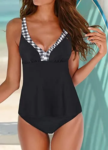 Upopby V-neck Slim Swimsuit Two-Piece Tankinis