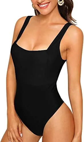 Upopby Women's Color Block High Waist Sports One-Piece Swimsuit