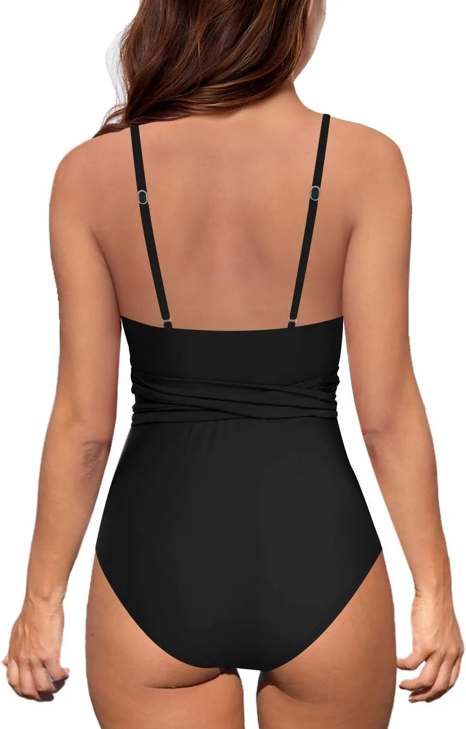 Upopby Women's Sexy One Piece Swimsuits Cut Out Monokini V Neck Wrap Criss Cross Swimwear High Waisted Bathing Suits