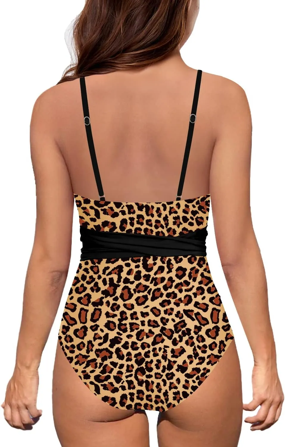 Upopby Women's Sexy One Piece Swimsuits Cut Out Monokini V Neck Wrap Criss Cross Swimwear High Waisted Bathing Suits