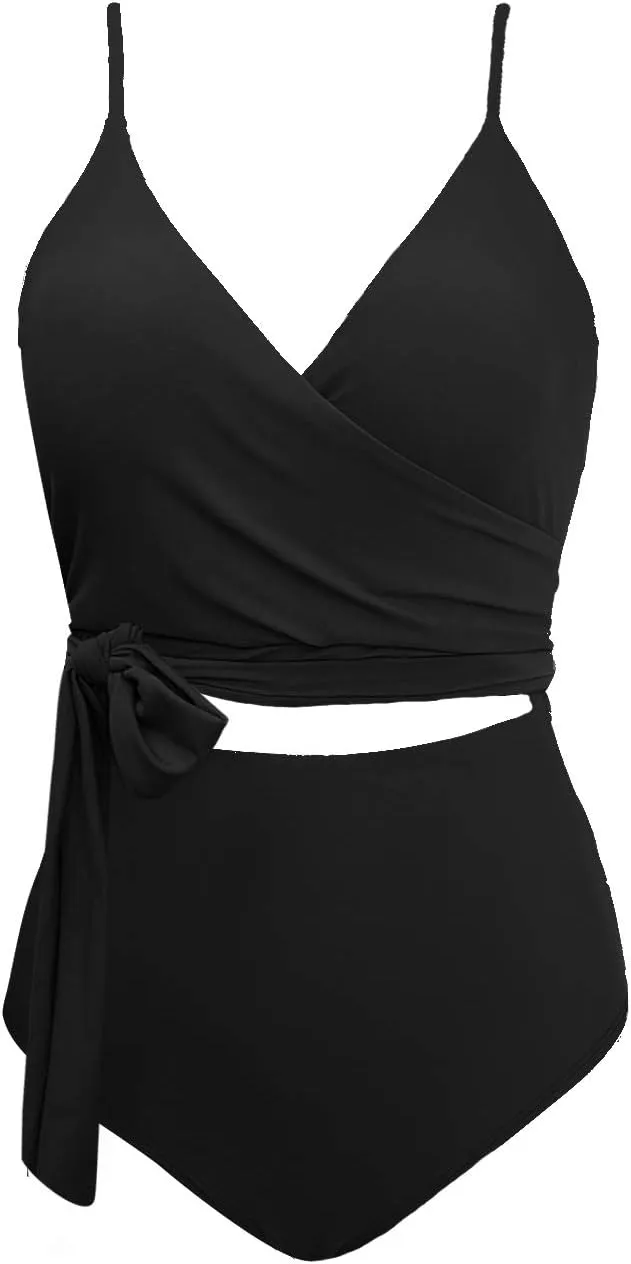 Upopby Women's Sexy One Piece Swimsuits Cut Out Monokini V Neck Wrap Criss Cross Swimwear High Waisted Bathing Suits