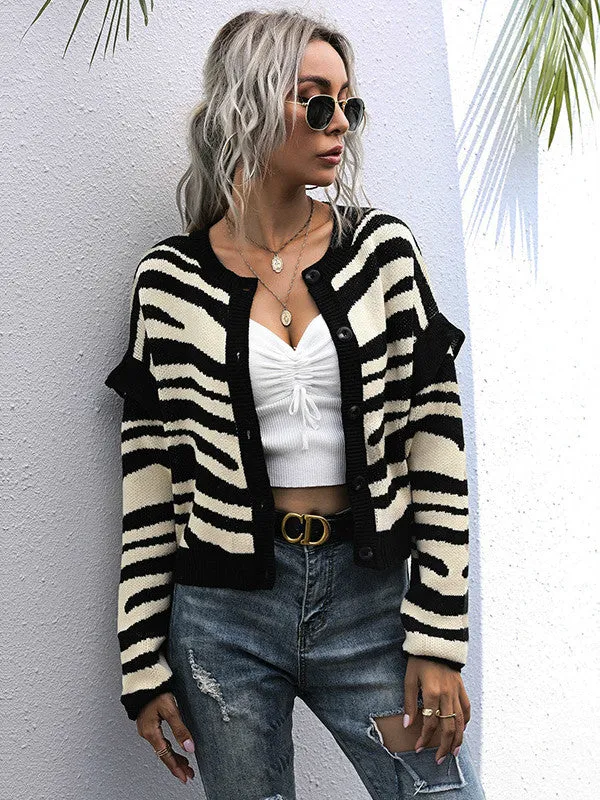 V-neck Striped Cardigan