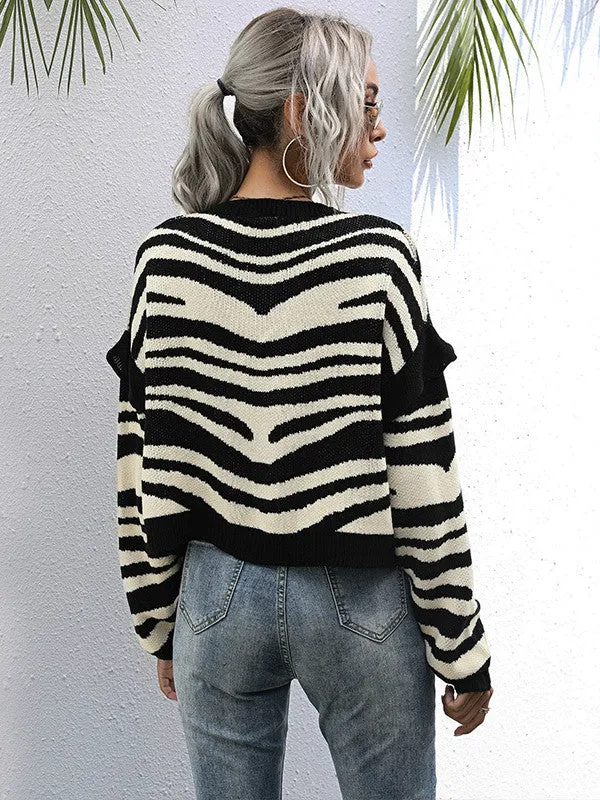 V-neck Striped Cardigan