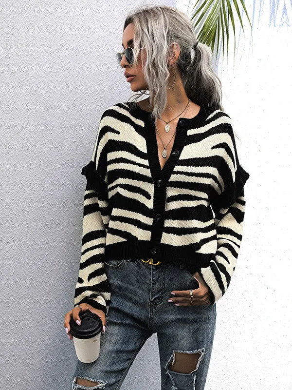 V-neck Striped Cardigan