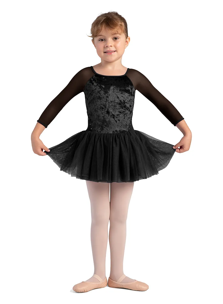 Velvet 3/4 Sleeve Skirted Leotard (CL0249)