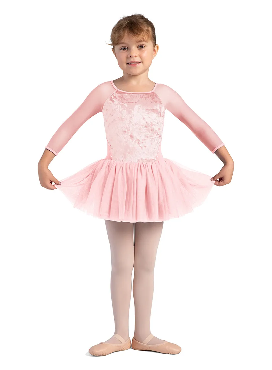 Velvet 3/4 Sleeve Skirted Leotard (CL0249)