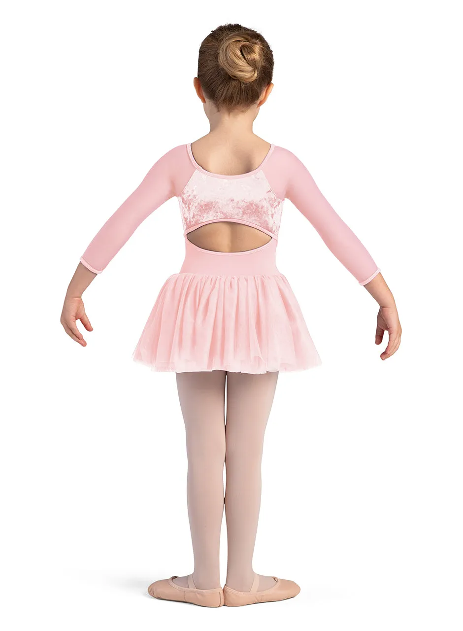 Velvet 3/4 Sleeve Skirted Leotard (CL0249)