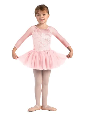 Velvet 3/4 Sleeve Skirted Leotard (CL0249)