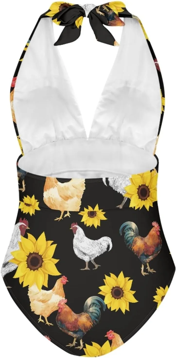 Veniyate Women's One Piece Swimsuit Halter Ruched Swimwear Cutout Tummy Control Bathing Suit