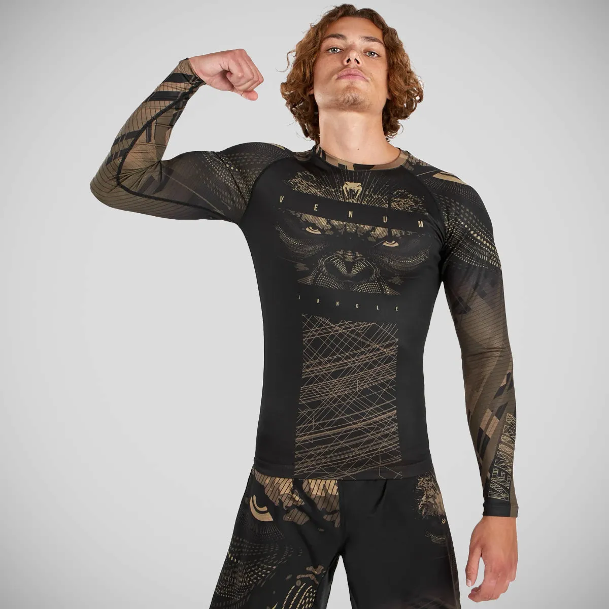 Venum Gorilla Jungle Long Sleeve Rash Guard Black/Sand