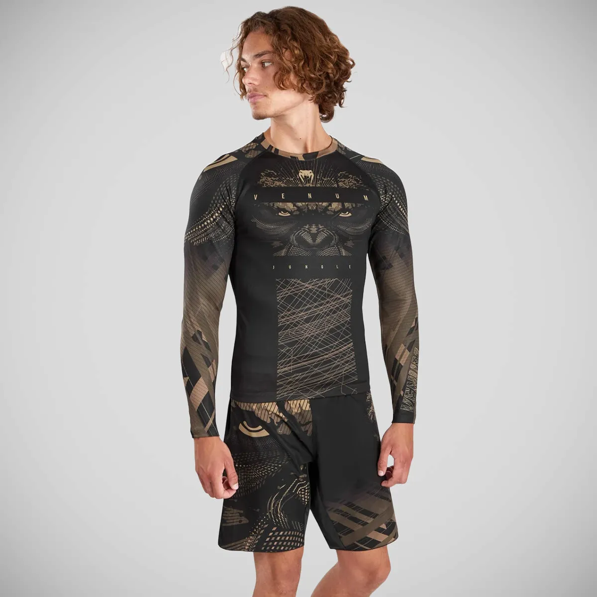 Venum Gorilla Jungle Long Sleeve Rash Guard Black/Sand