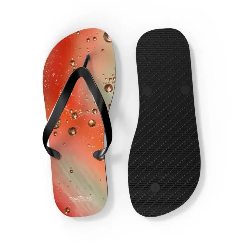 Vibrant Orange Droplets Unisex Flip Flops