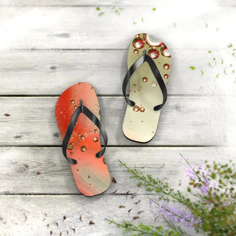 Vibrant Orange Droplets Unisex Flip Flops