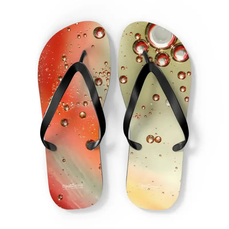 Vibrant Orange Droplets Unisex Flip Flops