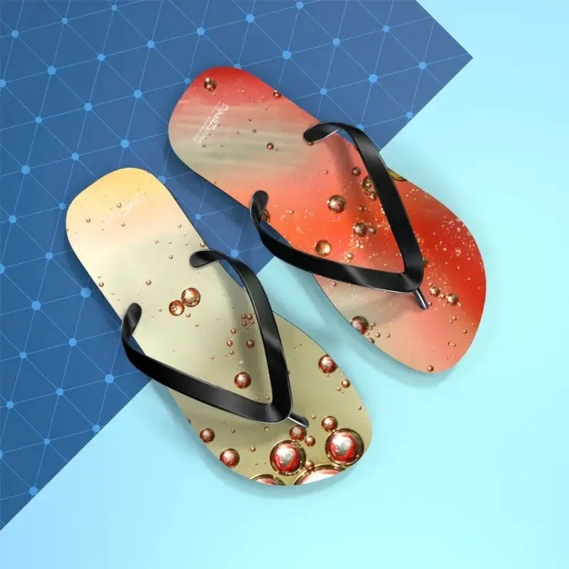 Vibrant Orange Droplets Unisex Flip Flops