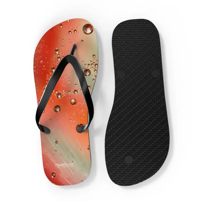 Vibrant Orange Droplets Unisex Flip Flops