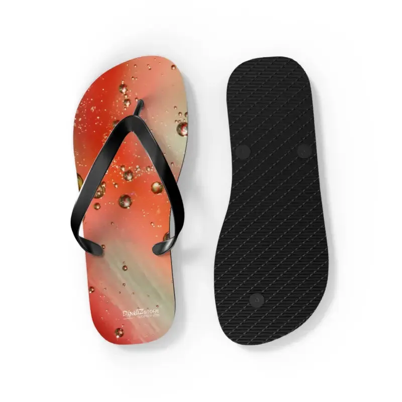 Vibrant Orange Droplets Unisex Flip Flops