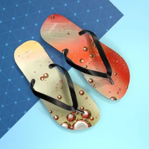 Vibrant Orange Droplets Unisex Flip Flops