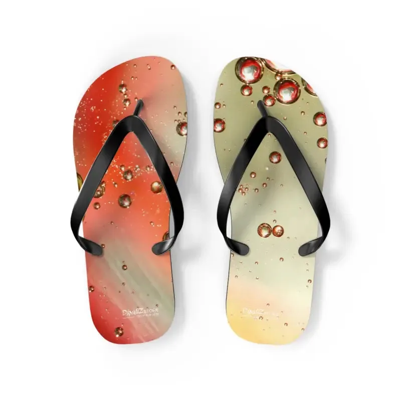 Vibrant Orange Droplets Unisex Flip Flops