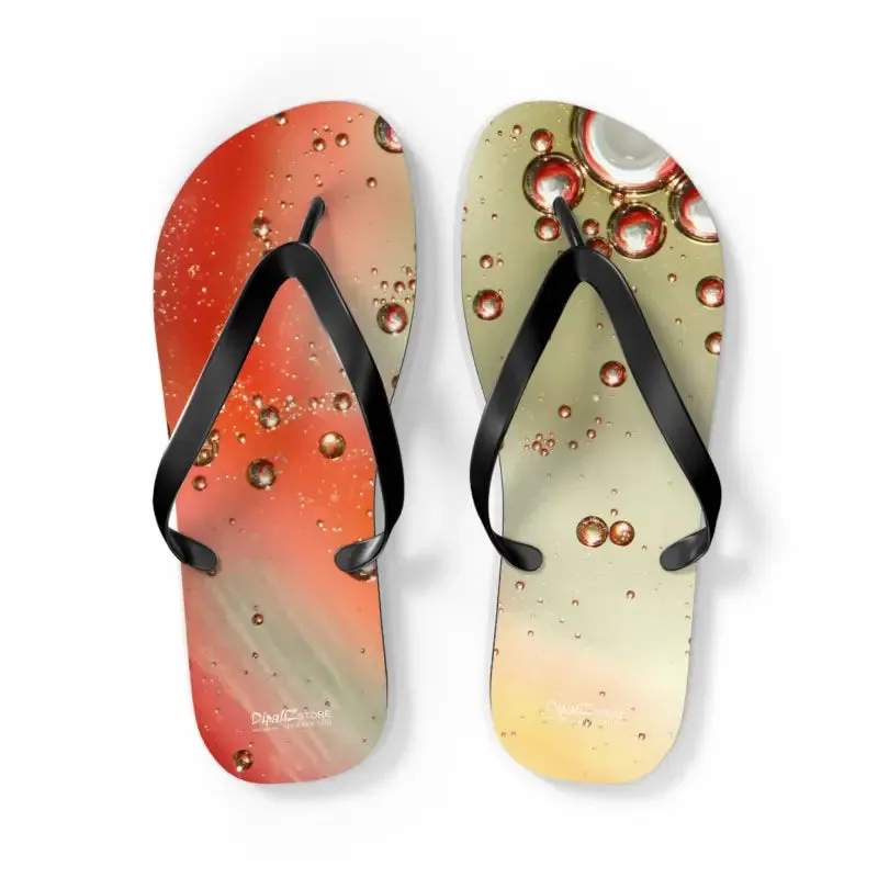 Vibrant Orange Droplets Unisex Flip Flops