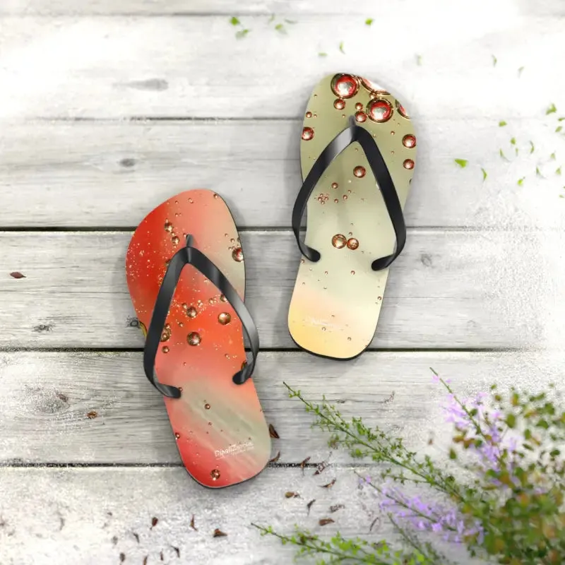 Vibrant Orange Droplets Unisex Flip Flops