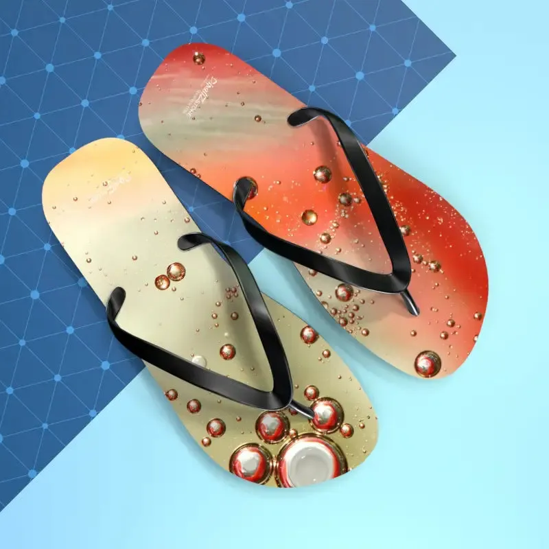 Vibrant Orange Droplets Unisex Flip Flops