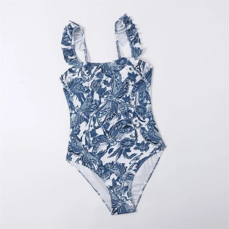 Vintage Girls One Piece Swimsuit Set