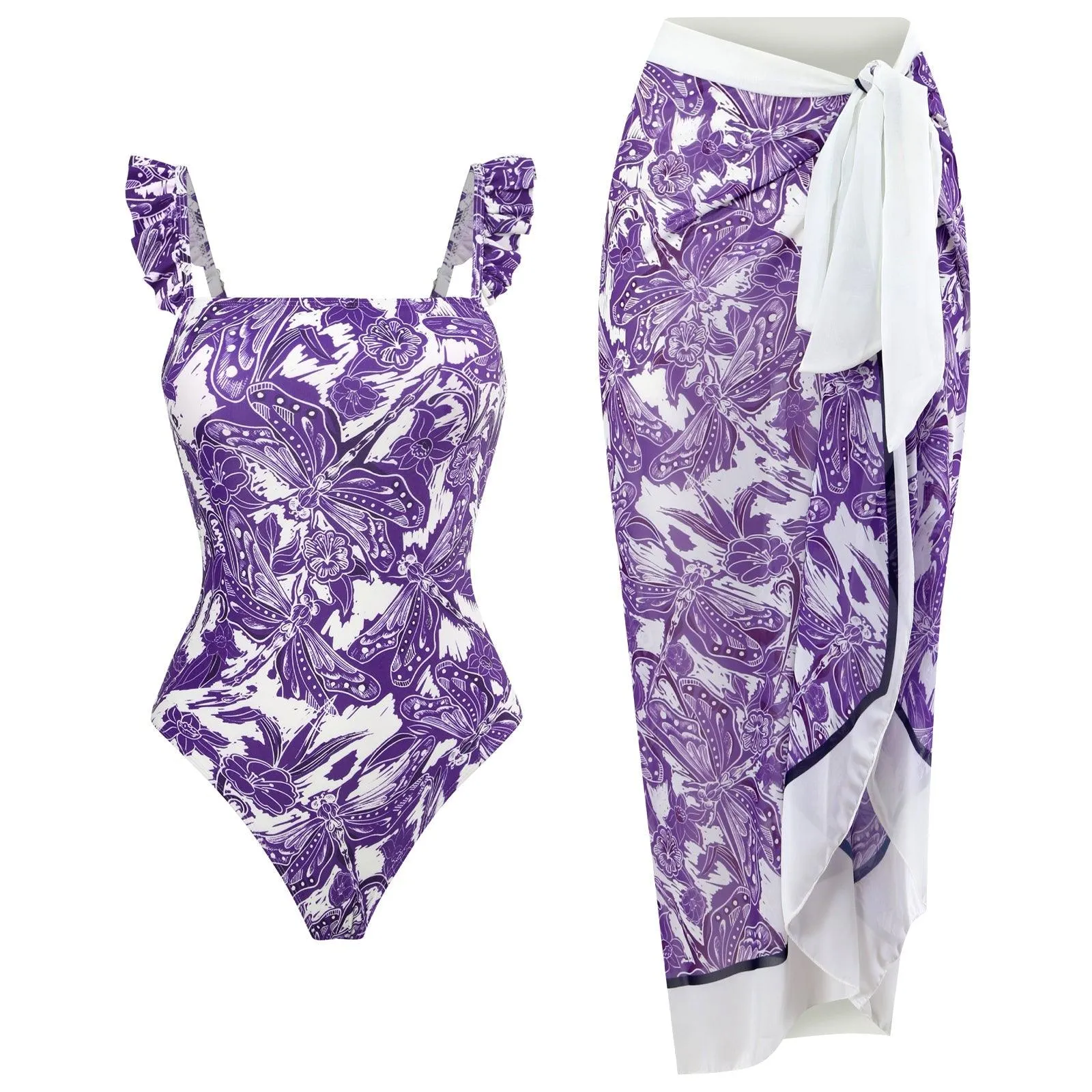 Vintage Girls One Piece Swimsuit Set