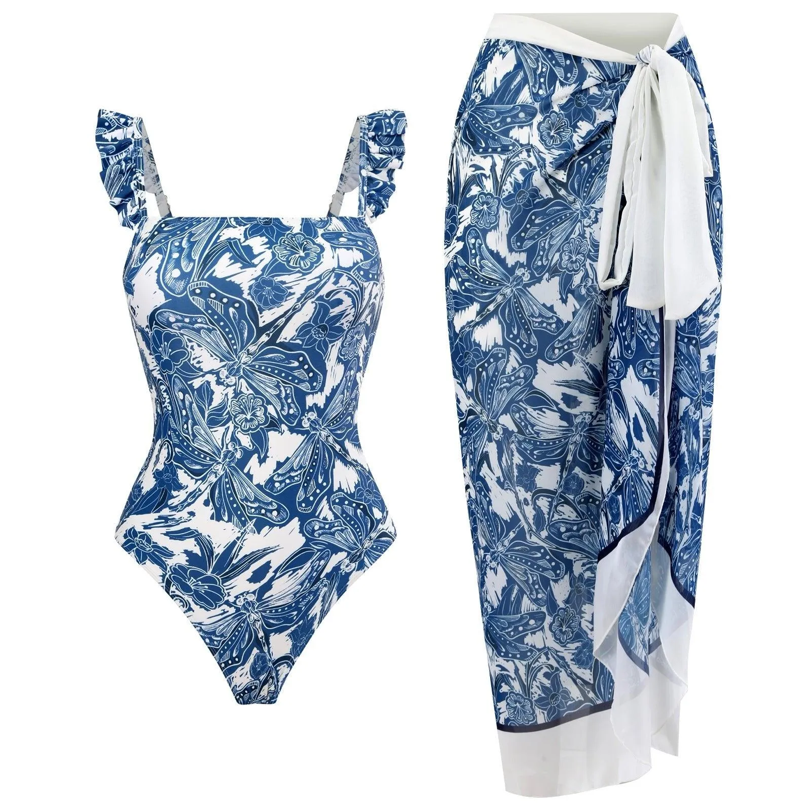 Vintage Girls One Piece Swimsuit Set