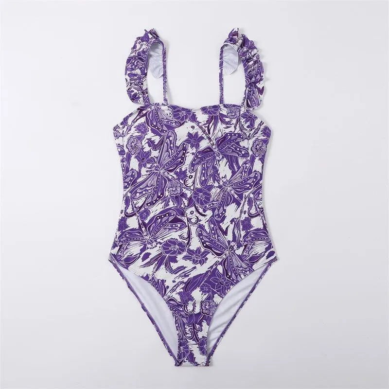 Vintage Girls One Piece Swimsuit Set