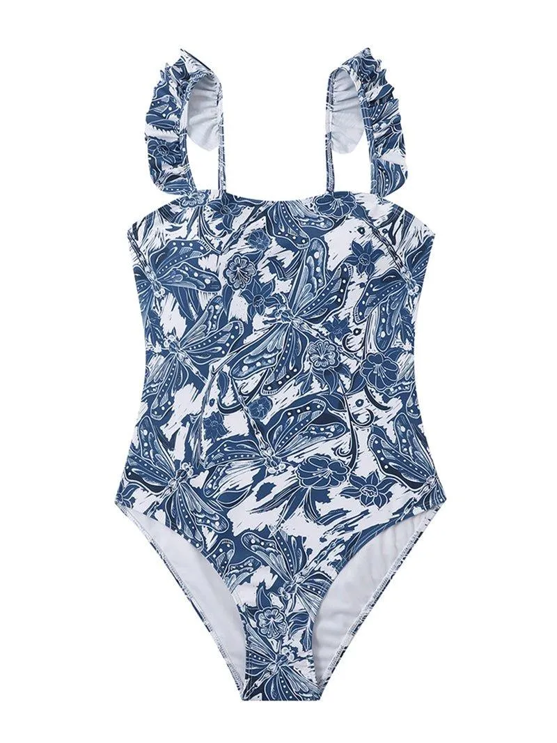 Vintage Girls One Piece Swimsuit Set