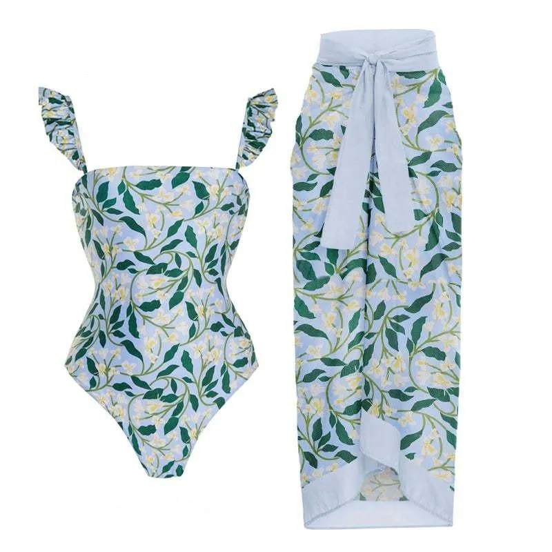 Vintage Girls One Piece Swimsuit Set