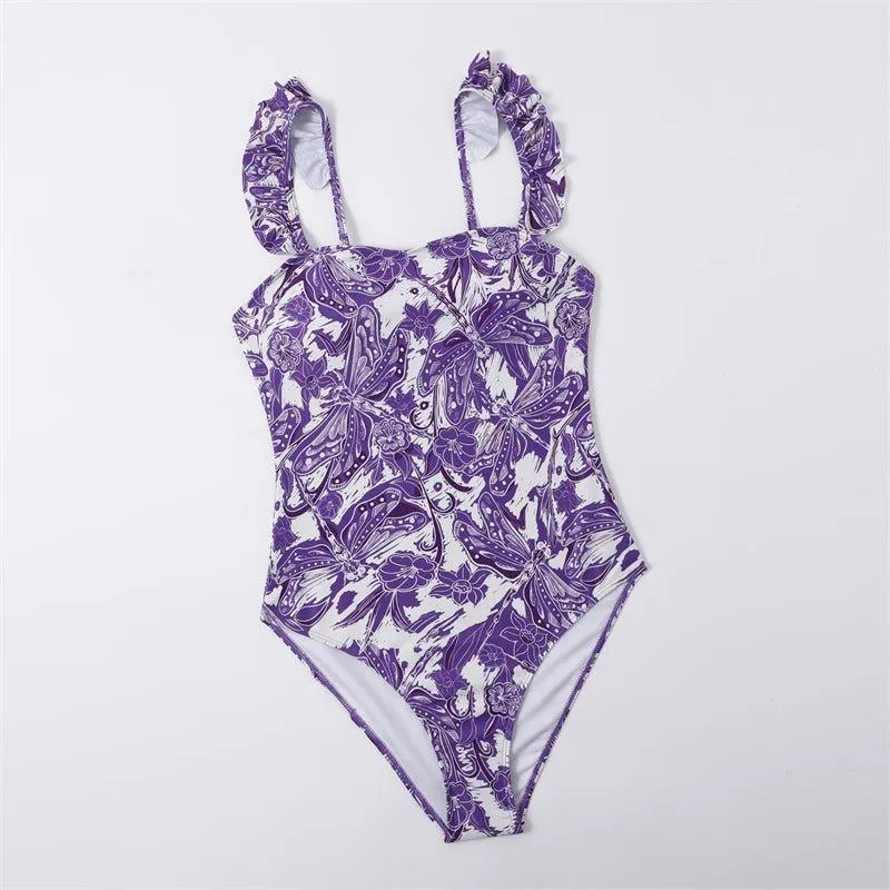 Vintage Girls One Piece Swimsuit Set