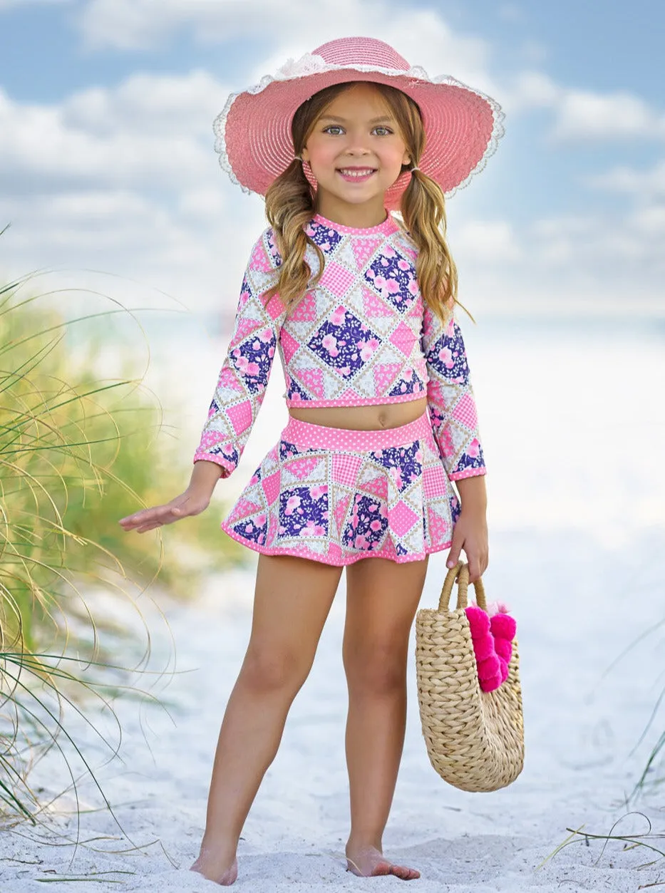Vintage Patchwork Two Piece Swimsuit