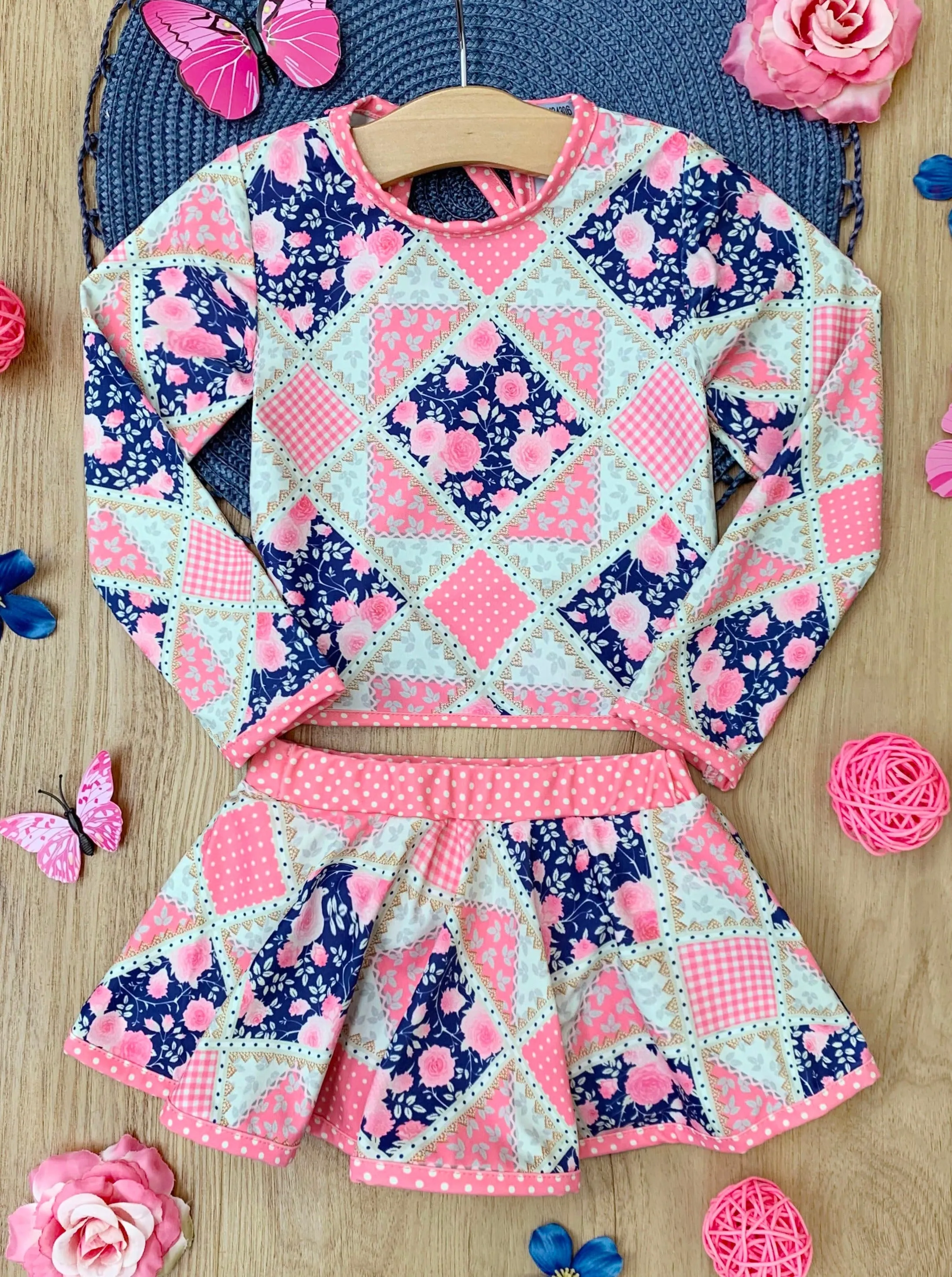 Vintage Patchwork Two Piece Swimsuit