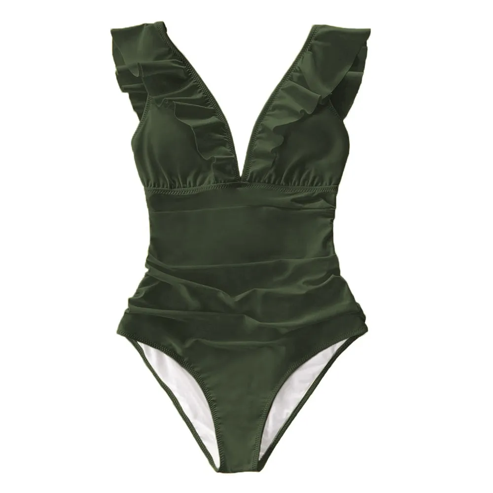Vintage Zipper One Piece Swimwear