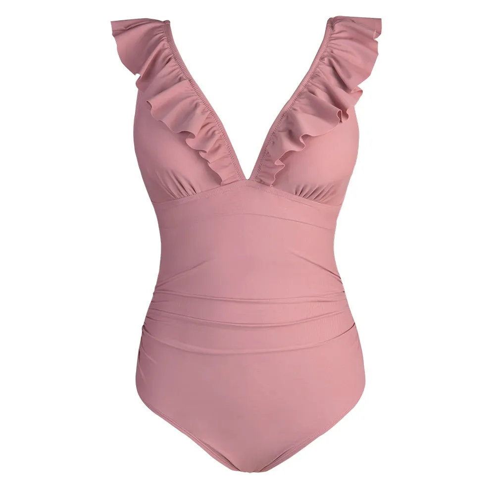 Vintage Zipper One Piece Swimwear