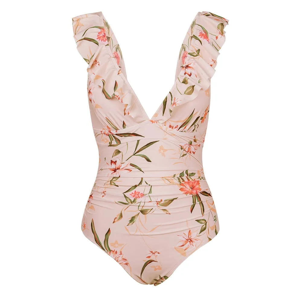 Vintage Zipper One Piece Swimwear