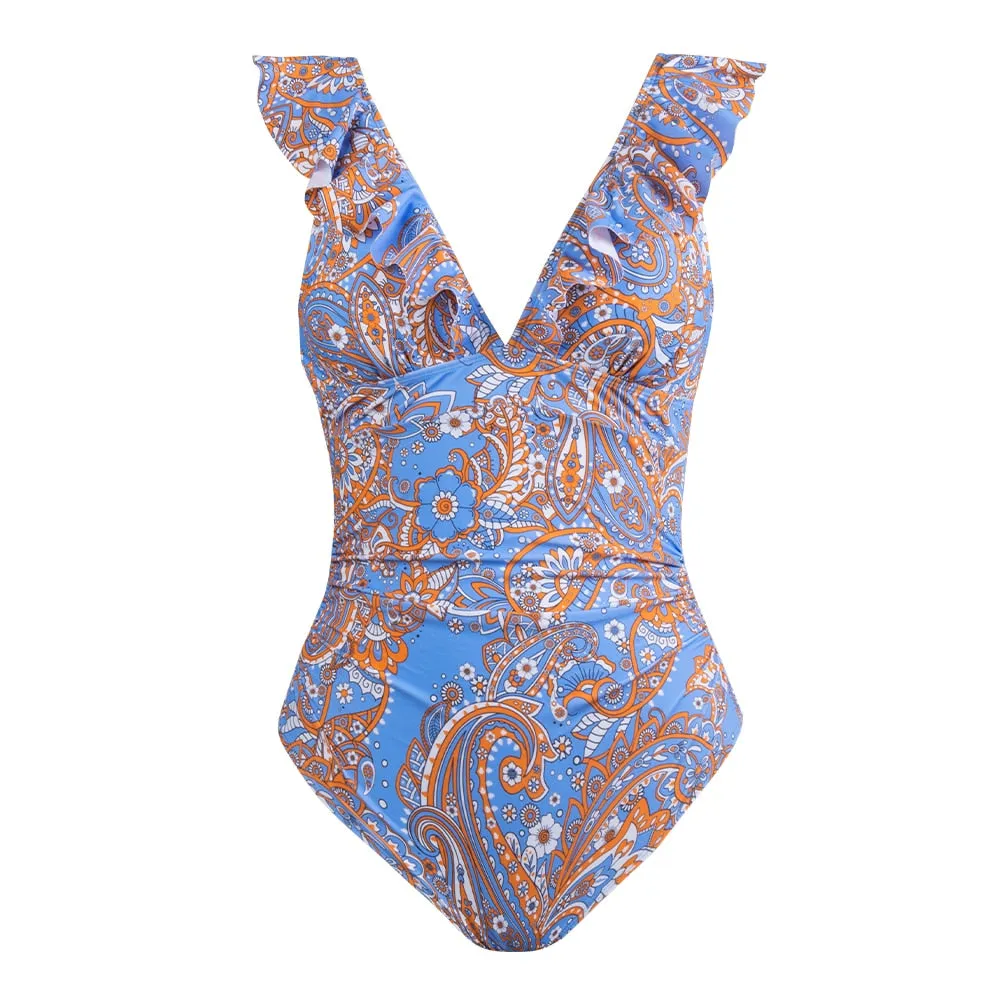 Vintage Zipper One Piece Swimwear