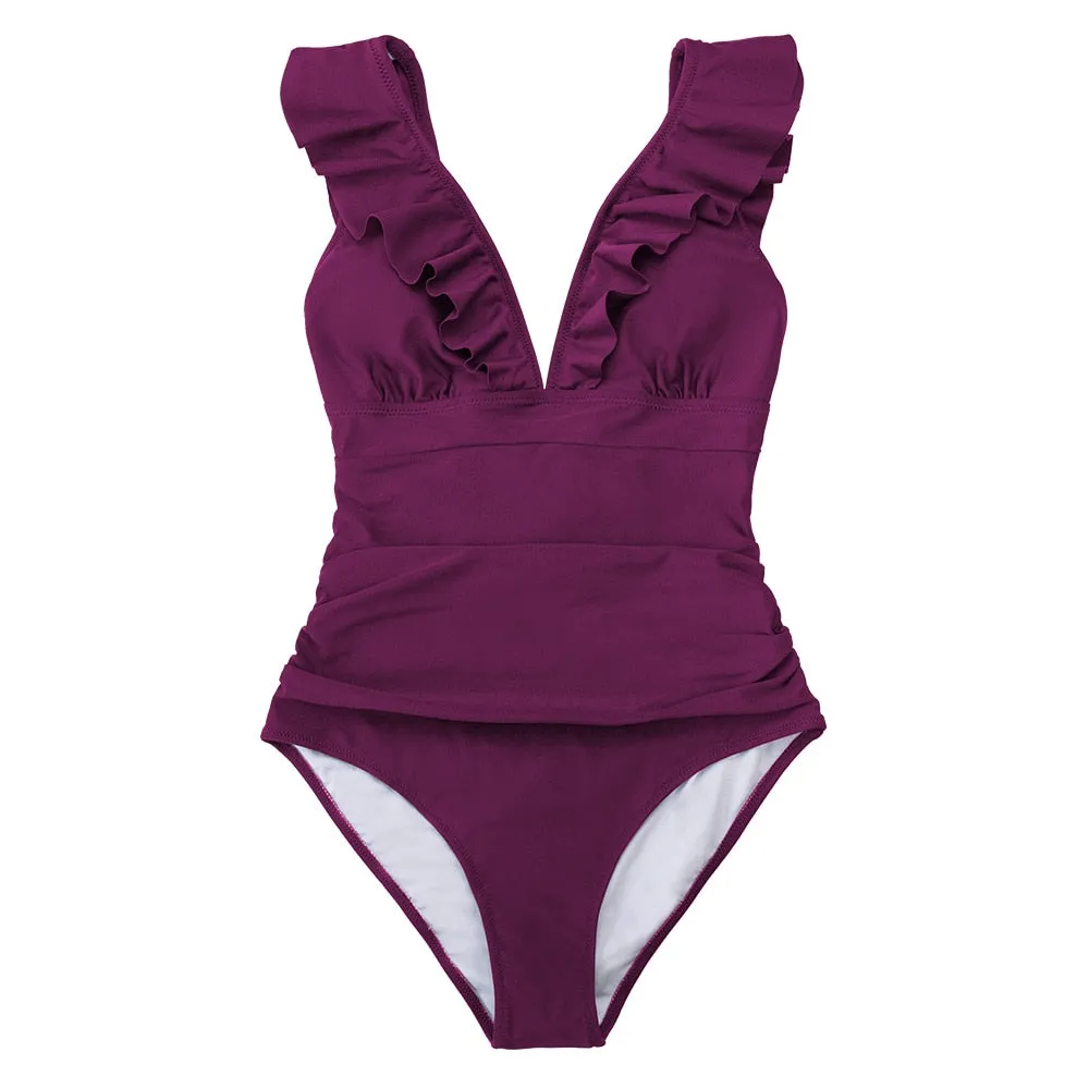 Vintage Zipper One Piece Swimwear