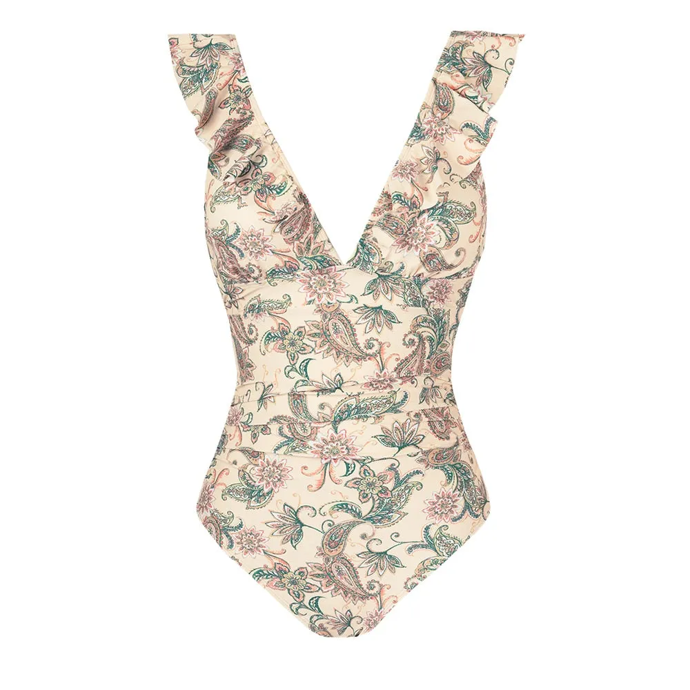 Vintage Zipper One Piece Swimwear
