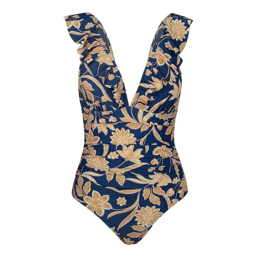 Vintage Zipper One Piece Swimwear