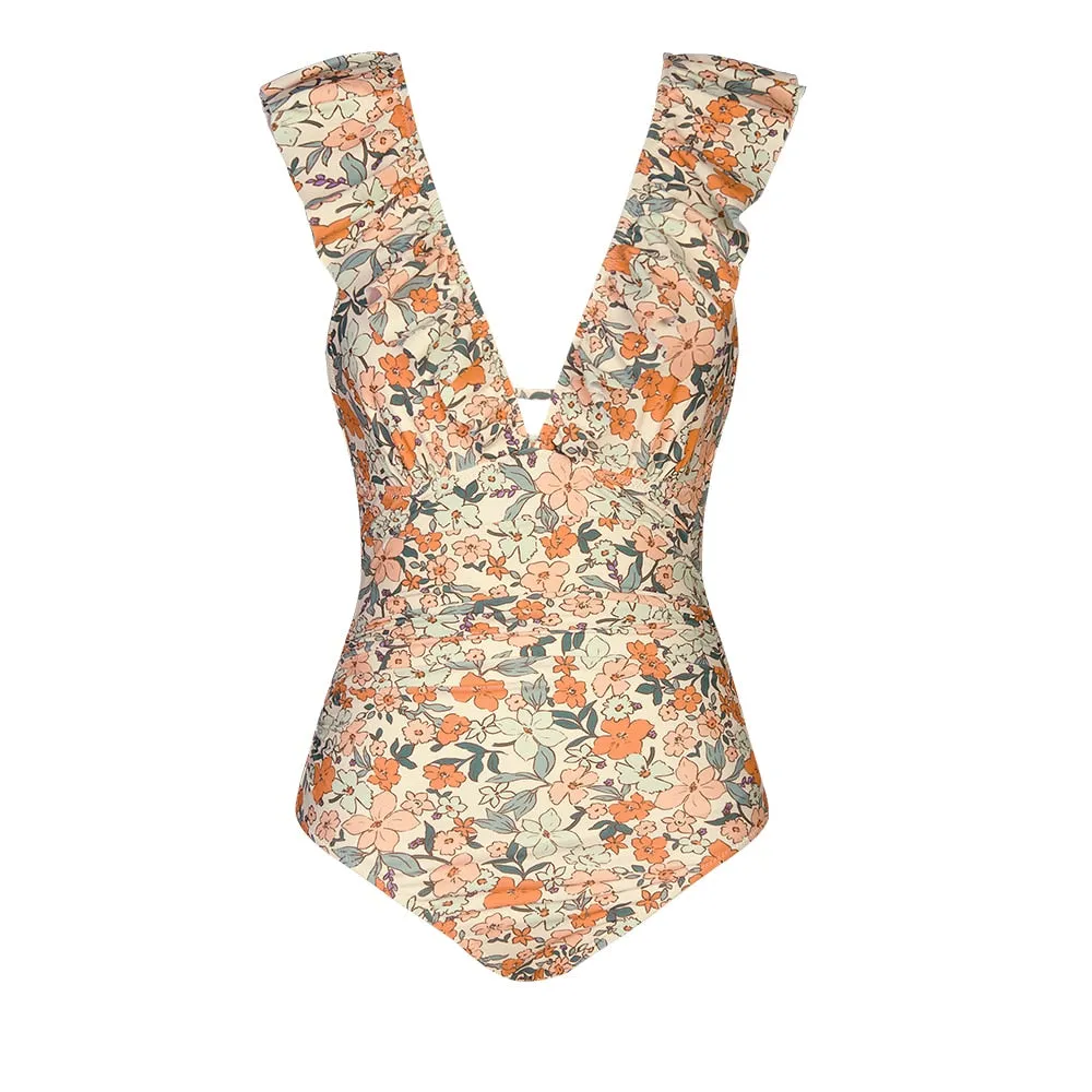 Vintage Zipper One Piece Swimwear