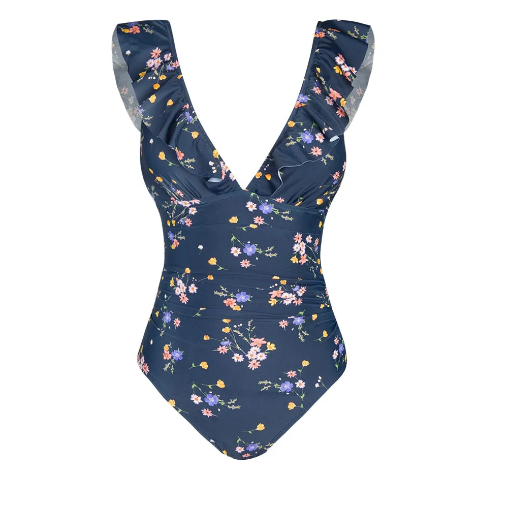 Vintage Zipper One Piece Swimwear
